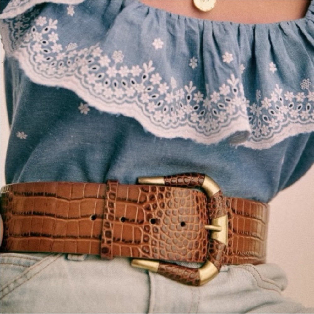 NWT - Sezane - Sophie Belt - Cognac Croco - 80cm - Picture 2 of 2